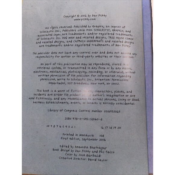 Dog Man Book Hardcover Book Vol #1 Dav Pilkey 1st Edition 2016 Kid Funny good - Picture 3 of 3